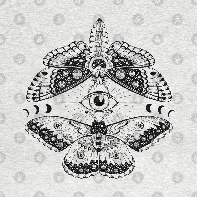 Moth moons and eye by OdllyWeird